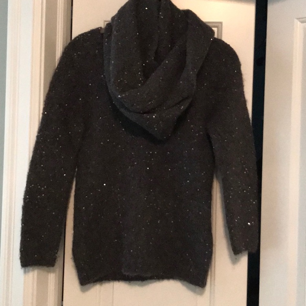Tommy Bahama charcoal sequin sweater and matching scarf RARE XXS